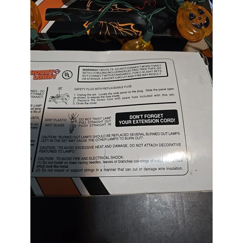 2 Sets Vtg Halloween Pumpkin Light 50 Lights Each Plastic Hobby Lobby Indoor
